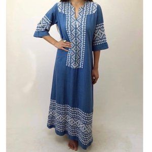Vintage 70s cotton embroidered mexican caftan
